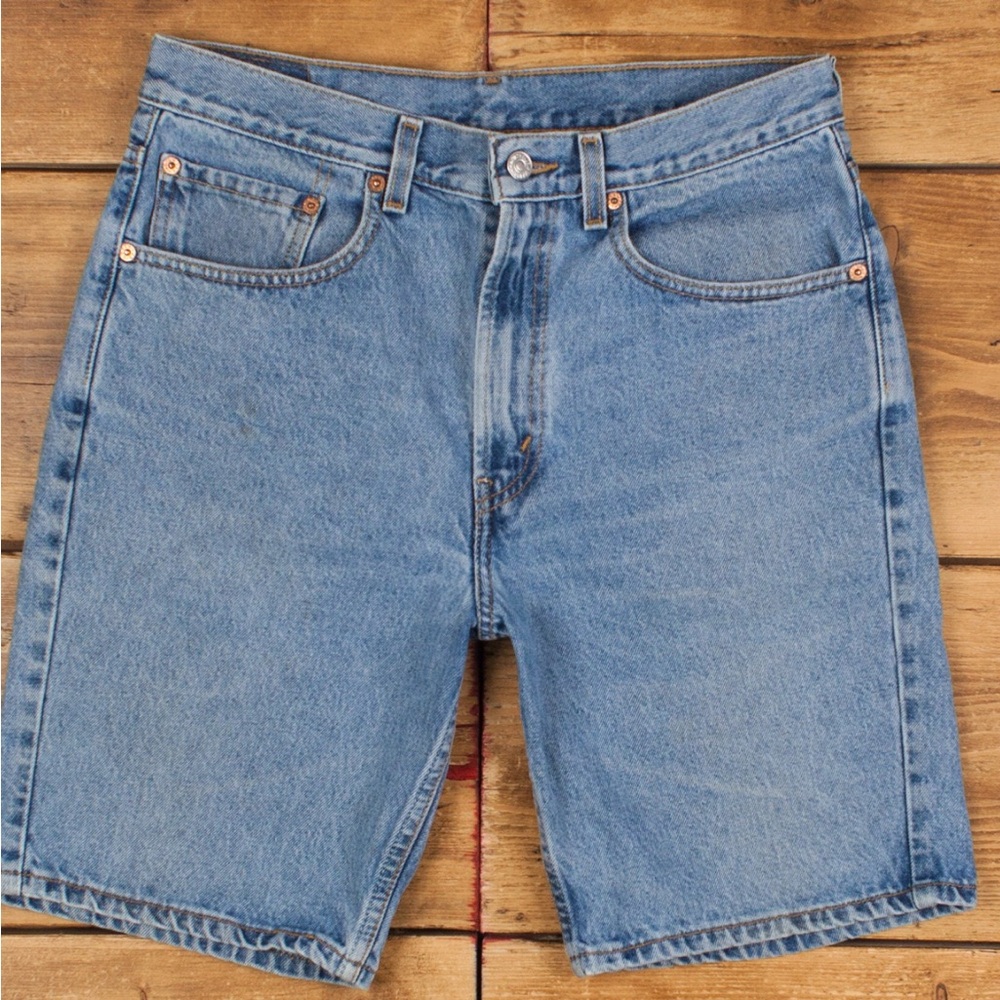 Vintage Levi's Denim Shorts | 32” Levis 505 Hemmed Jorts Stonewash Bermu…